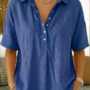 Velara | Blusa con cuello y detalles de botones para Mujer