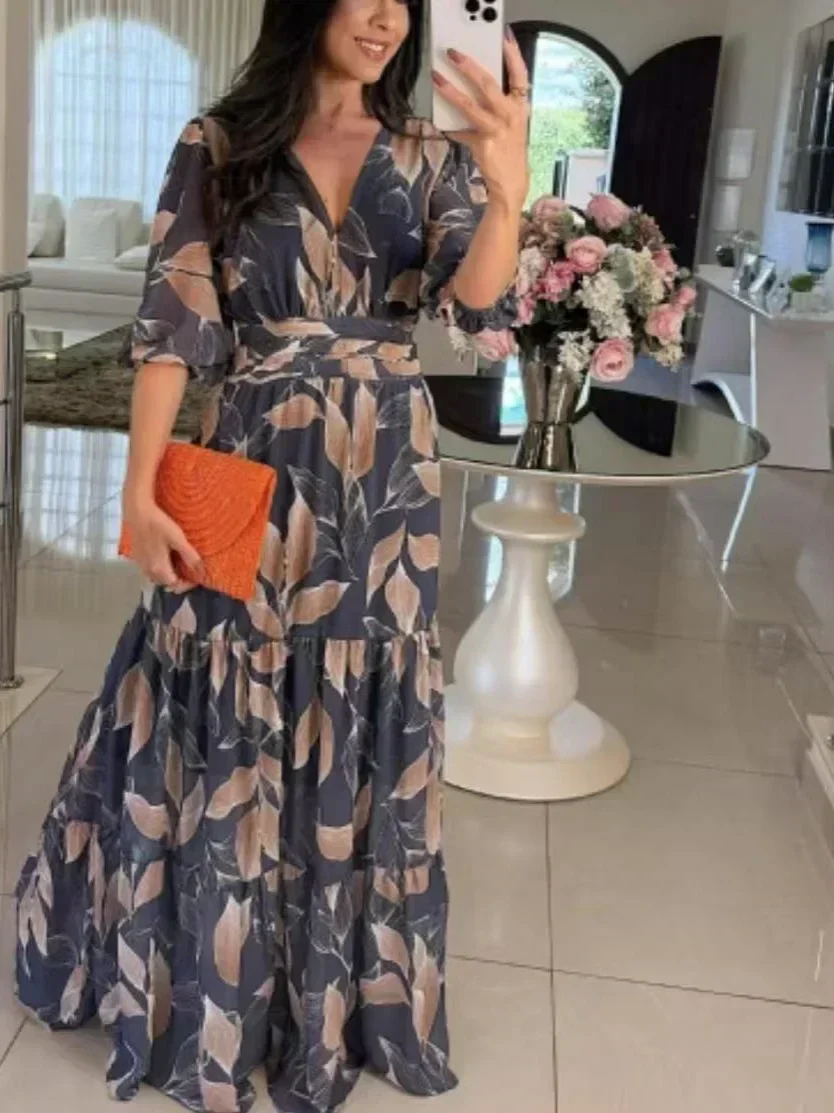 CLAUDIA | Vestido largo floral de corte cómodo para días elegantes - Imagen 8
