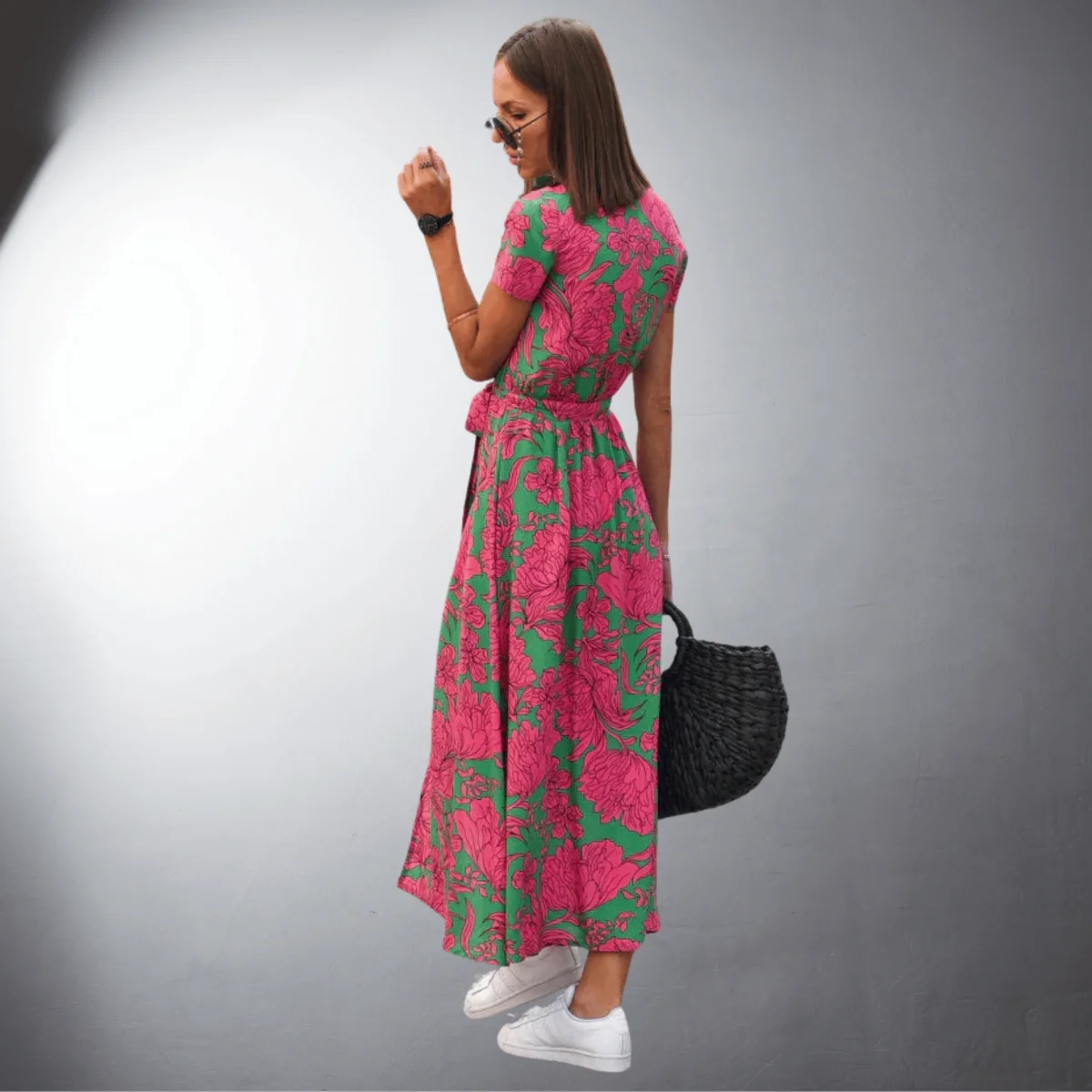 Ketty | Vestido cruzado de material de primera calidad hecho a mano - Imagen 6