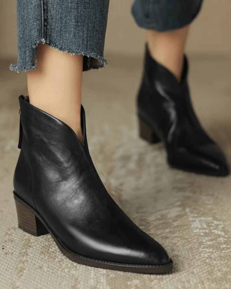Lina - Botas elegantes de tacón de bloque hasta la rodilla para mujer - Imagen 2