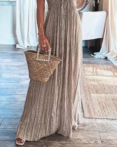 Vestido plisado estampado sin mangas - Imagen 4
