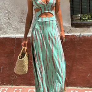 Bianca - Vestido de algodón con escote pronunciado y aberturas