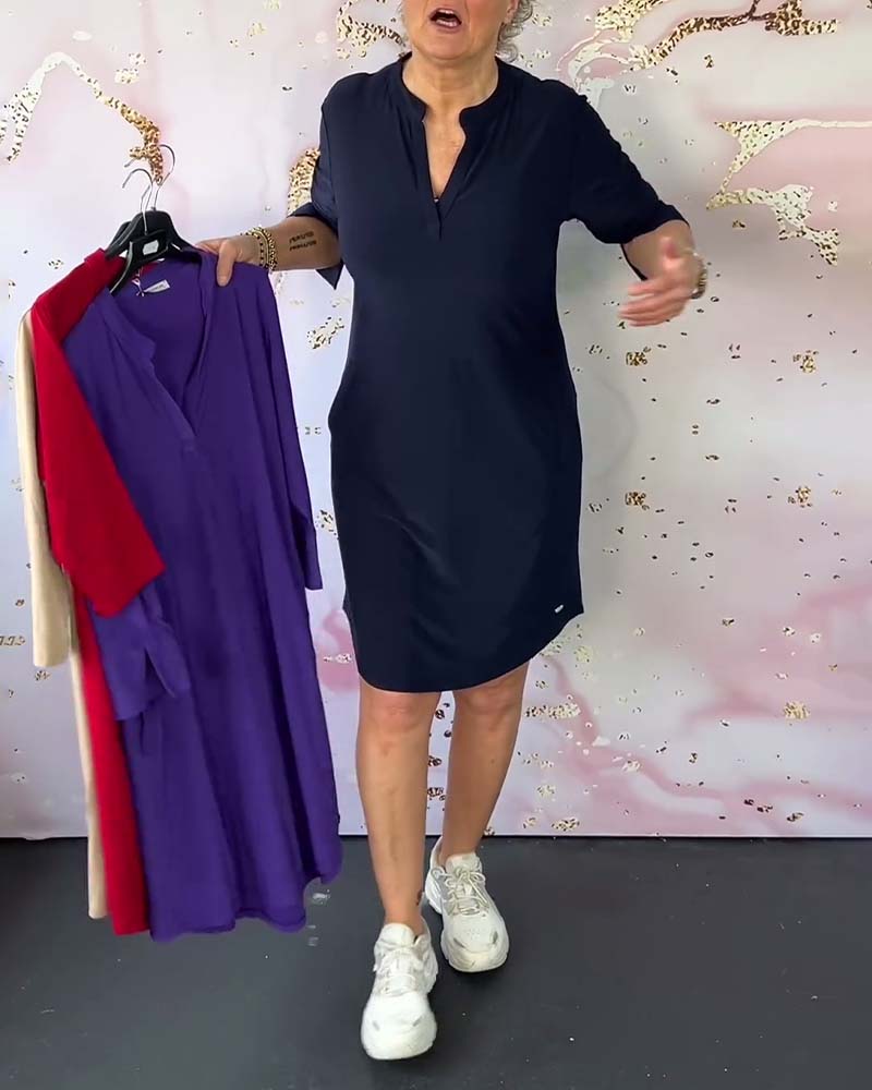 Hanneke™ | Vestido sencillo con escote en pico - Imagen 6