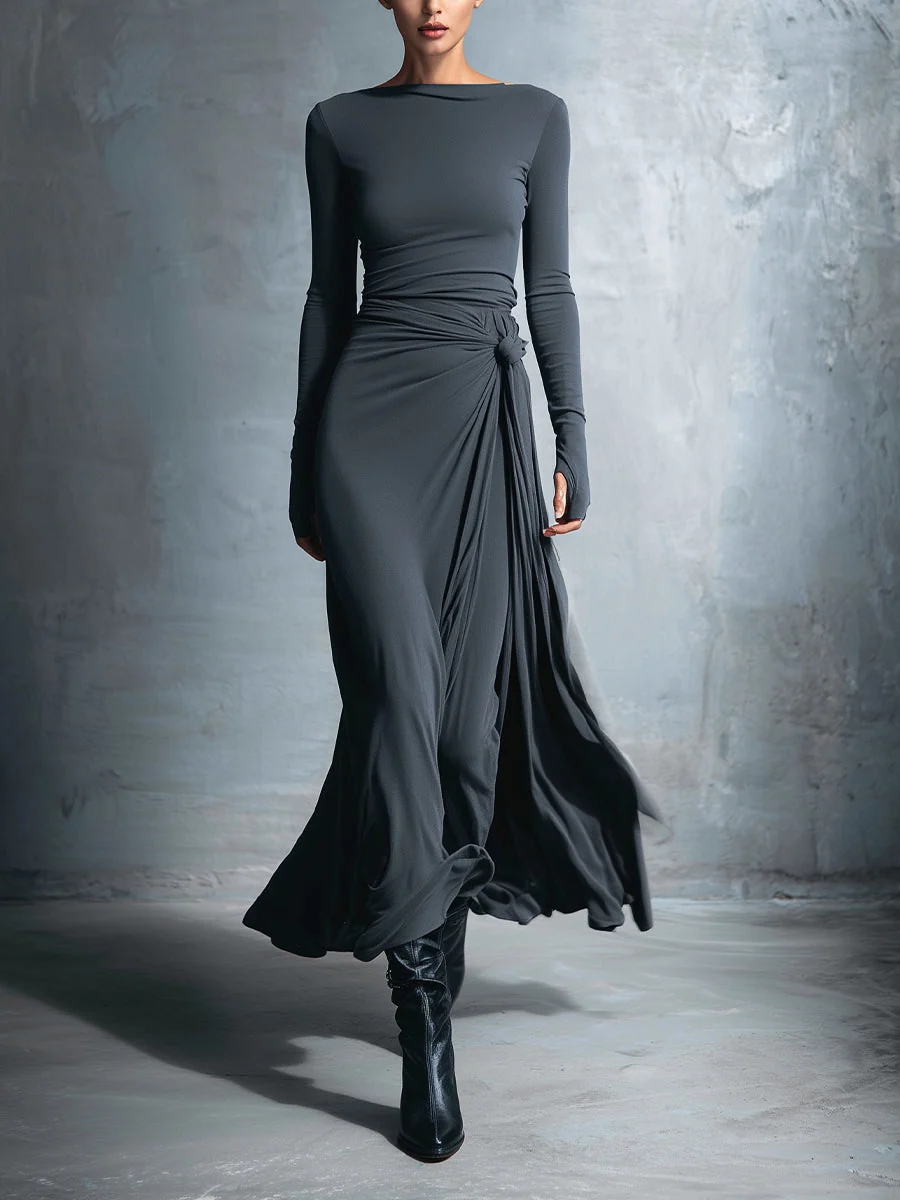 Naiara ❘ Vestido maxi con nudo lateral para Mujer - Imagen 2
