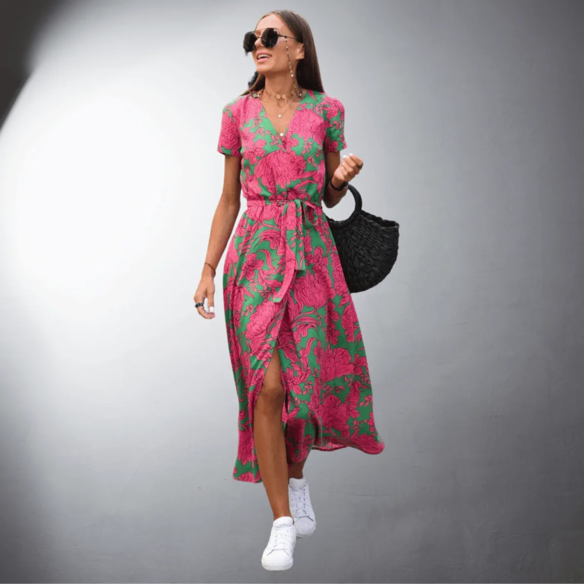 Ketty | Vestido cruzado de material de primera calidad hecho a mano - Imagen 7