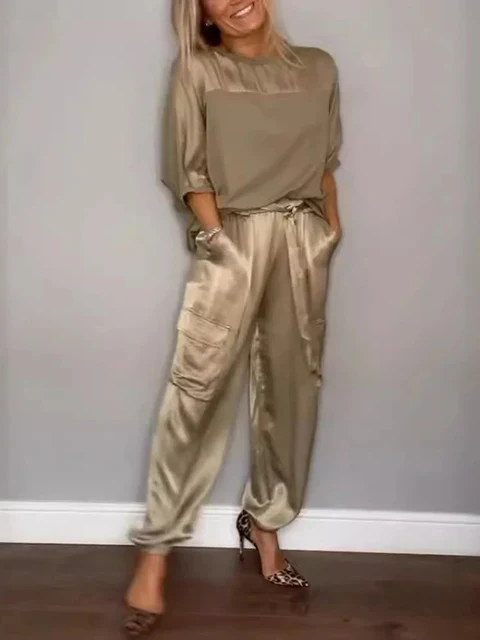 Bindi™ Conjunto elegante de camisa de media manga y pantalones informales - Imagen 3