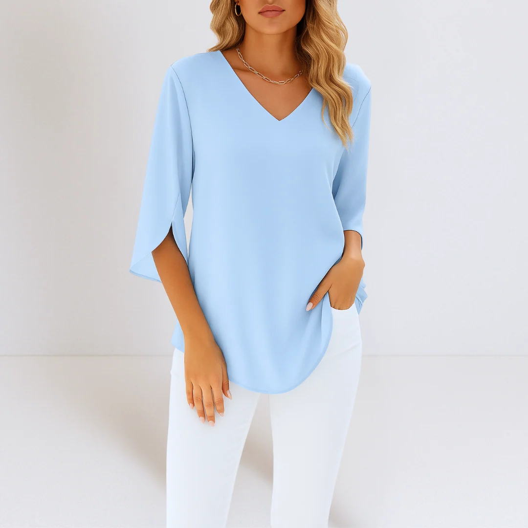 Sophie™ | Elegante blusa con escote en pico y mangas abiertas - Imagen 2