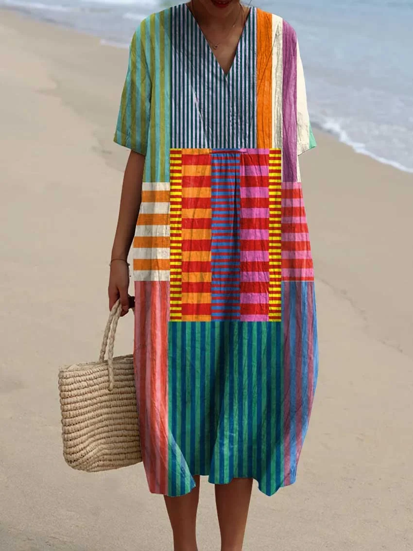Arla - Vestido con estampado geométrico vintage para mujer - Imagen 3