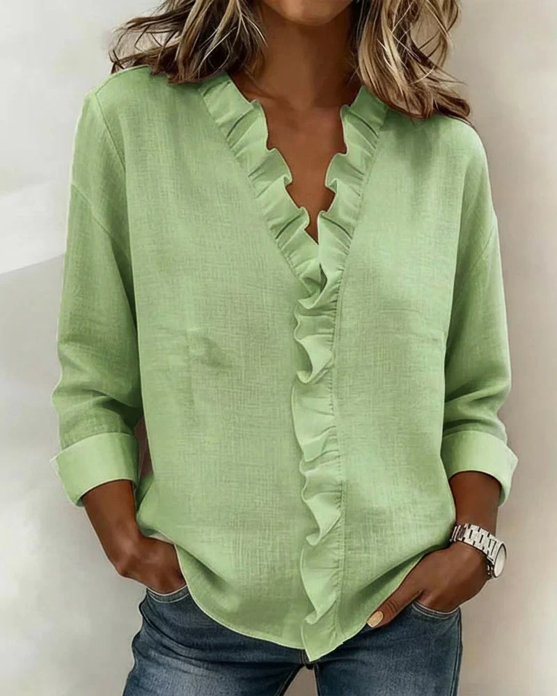 Indie · Blusa con volantes y cuello en V para Mujer - Imagen 4