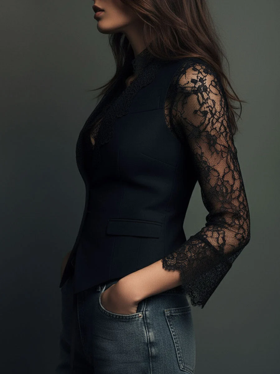 Claudia · Blazer de Mujer Negro con Encaje - Imagen 9