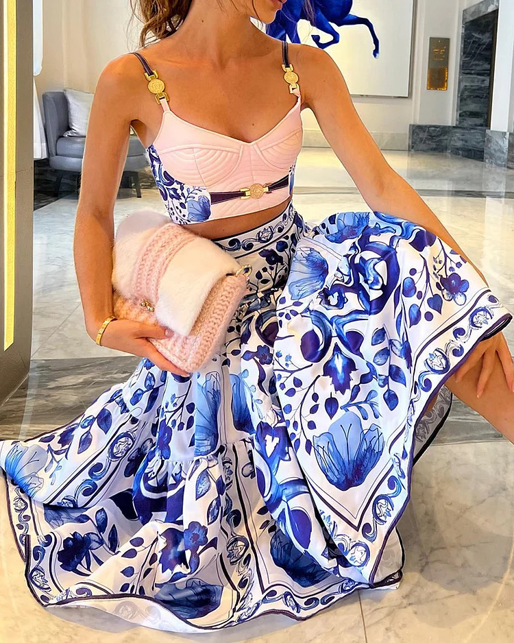 Daphne™ CONJUNTO DE FALDA ESTAMPADA Y TOP DE diseño ELEGANTE - Imagen 3