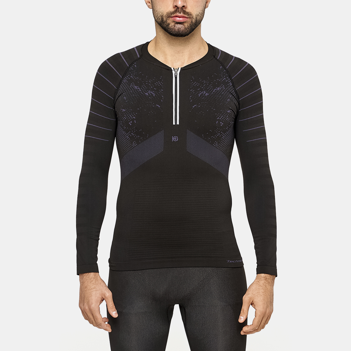 JET Camiseta masculina de manga larga con fibra de carbono negro - Imagen 2