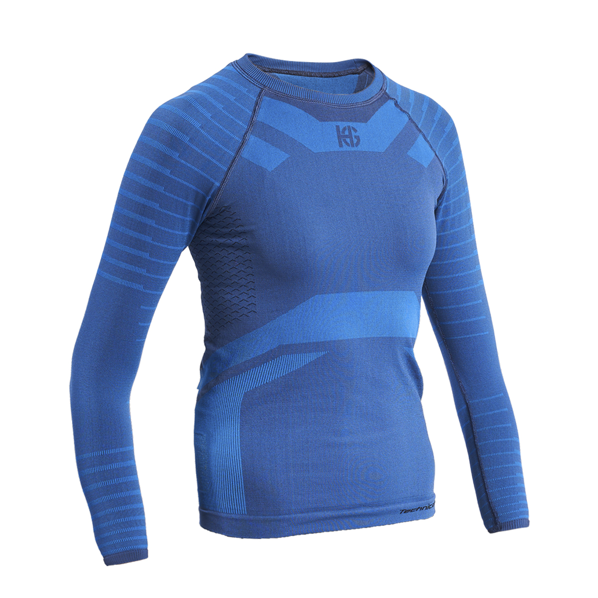 GRIMSEY Camiseta femenina de manga larga con fibra de carbono azul
