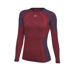 PALMER Camiseta femenina de manga larga con fibra de carbono rojo/azul