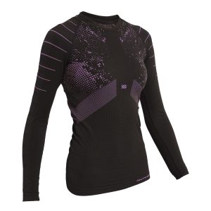 JET Camiseta femenina de manga larga con fibra de carbono negro