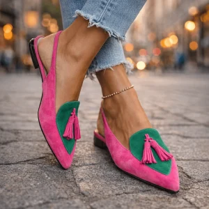 Lorena - Sandalias con Tiras y Borlas para Mujer