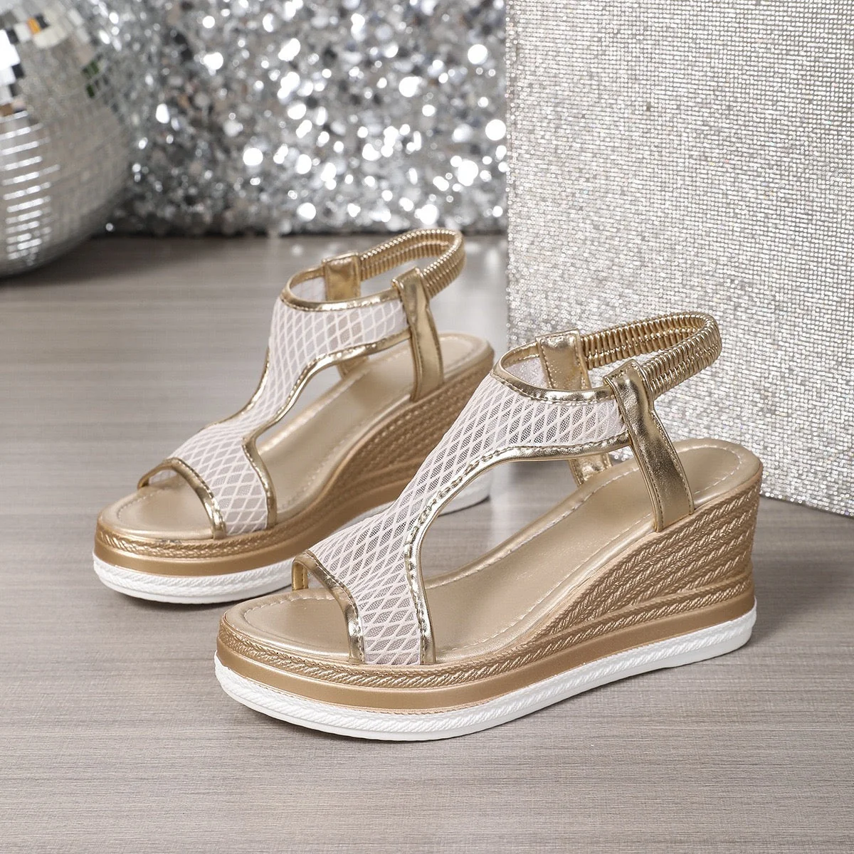 Elegantes sandalias sin cordones para mujer con tacón de cuña - Imagen 6