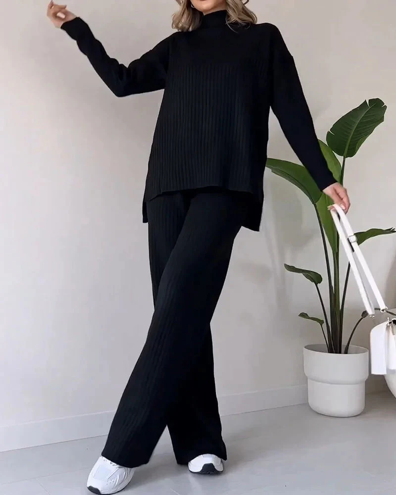 Conjunto casual de dos piezas con abertura elegante - Imagen 7
