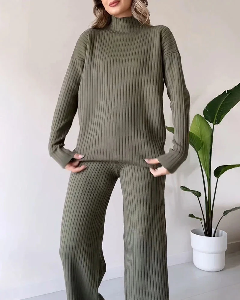 Conjunto casual de dos piezas con abertura elegante - Imagen 5