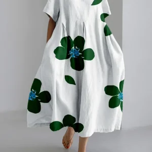 Norie - Vestido de cuello redondo con flores primaverales
