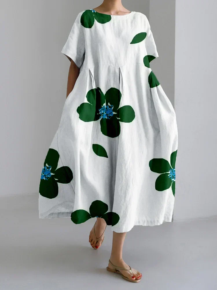 Norie - Vestido de cuello redondo con flores primaverales - Imagen 2