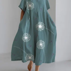 AURORA - VESTIDO LARGO CON ESTAMPADO DE DIENTE DE LEÓN
