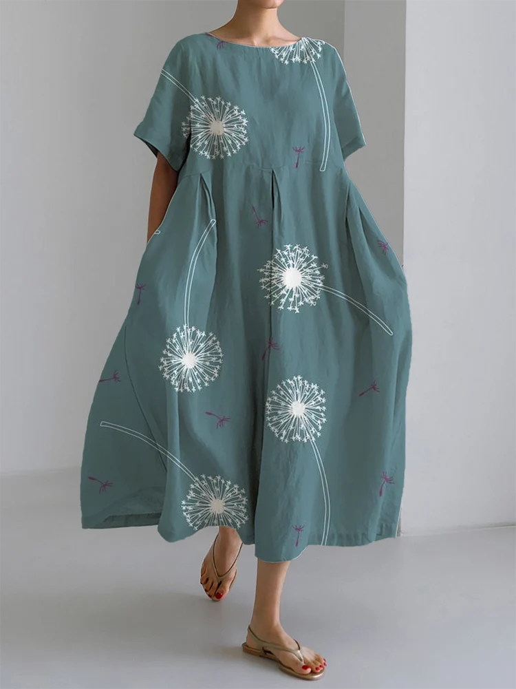 AURORA - VESTIDO LARGO CON ESTAMPADO DE DIENTE DE LEÓN - Imagen 2
