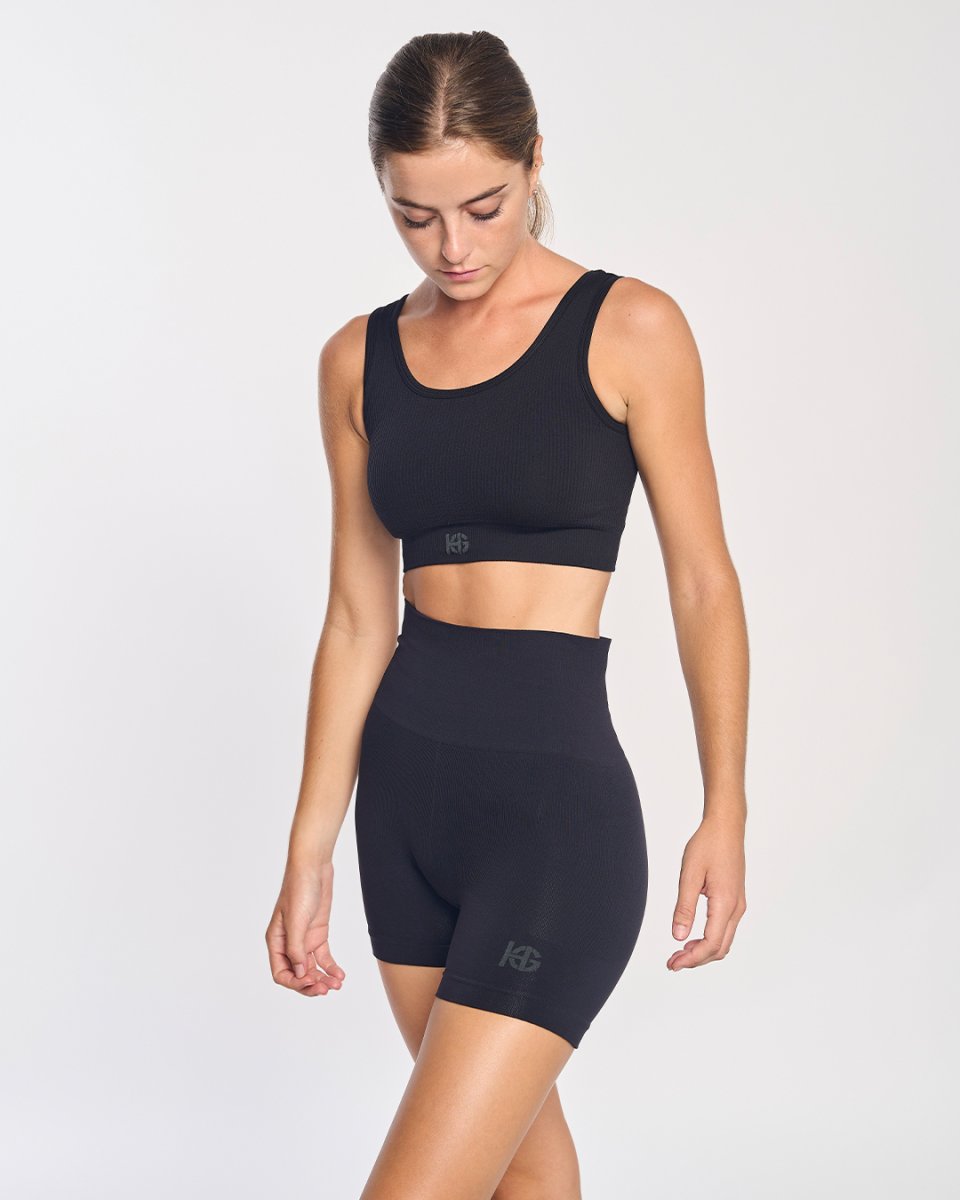 ARYS · Malla corta seamless para yoga y fitness | Negro - Imagen 3