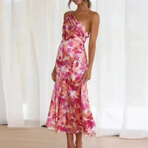 Sienna - Vestido maxi floral asimétrico para mujer
