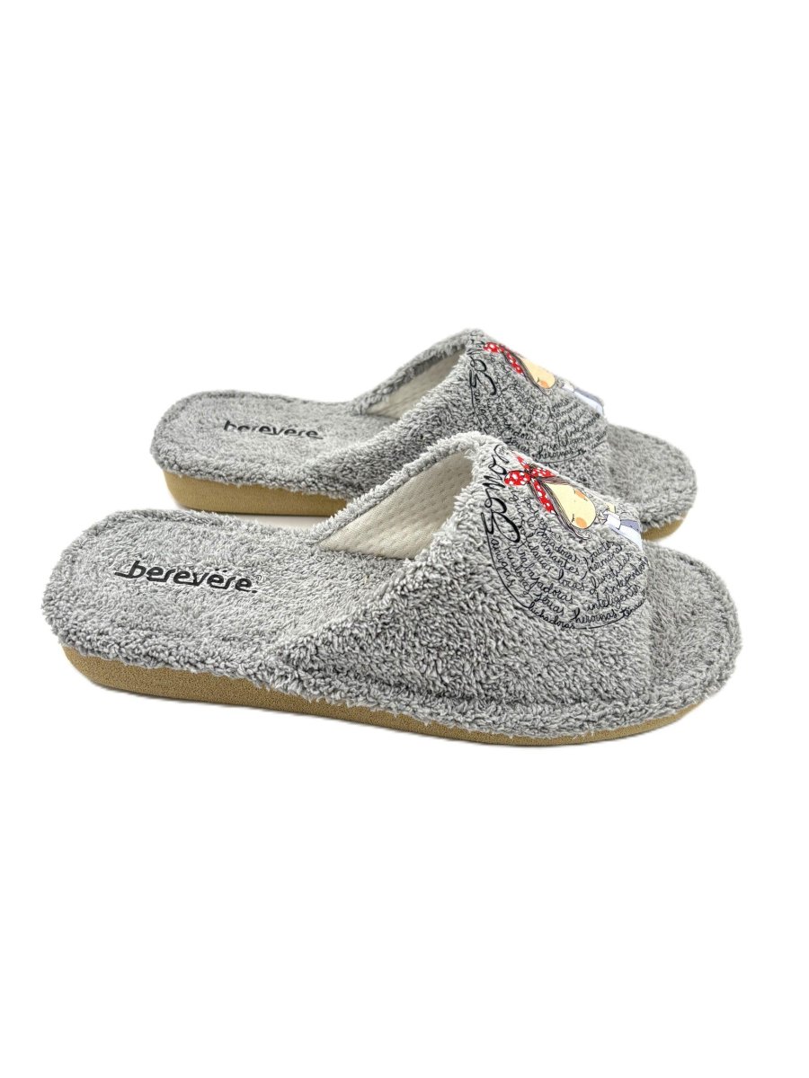 Zapatilla de casa abierta de toalla con adorno de muñequita - Imagen 3