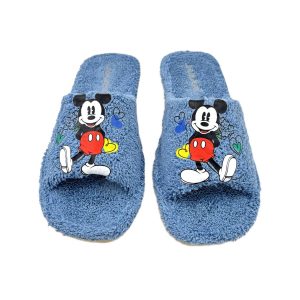 Zapatilla de casa abierta de toalla con adorno de Mickey Mouse