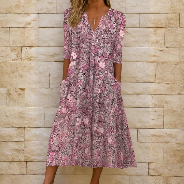 OLIVIA | VESTIDO ELEGANTE CON ESCOTE EN V PARA MUJER - Imagen 4