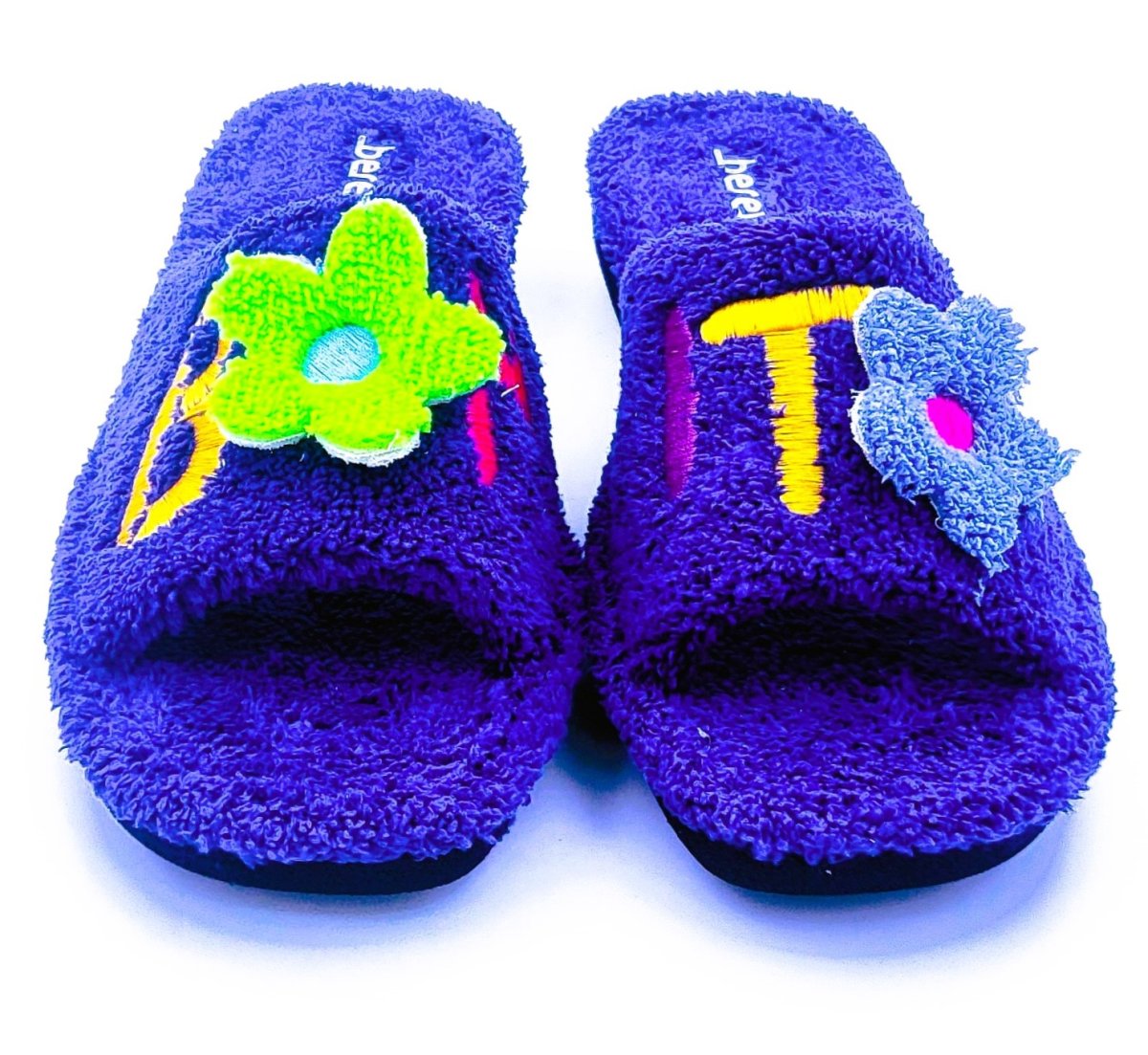 Zapatilla de Casa abierta por delante de Toalla y con flores bordadas - Imagen 5