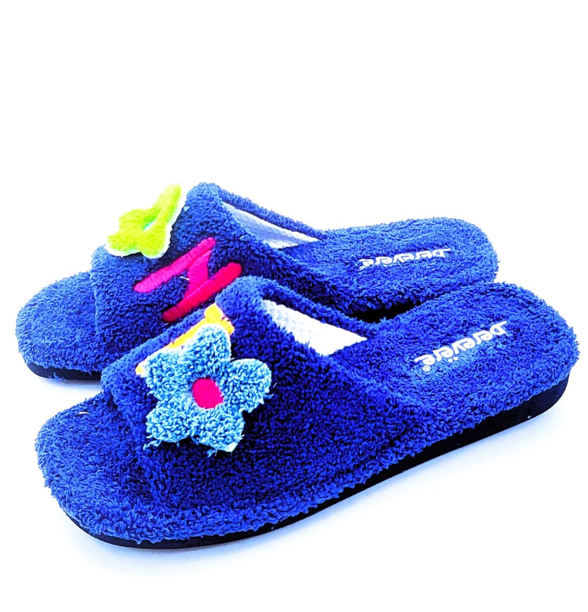 Zapatilla de Casa abierta por delante de Toalla y con flores bordadas - Imagen 6