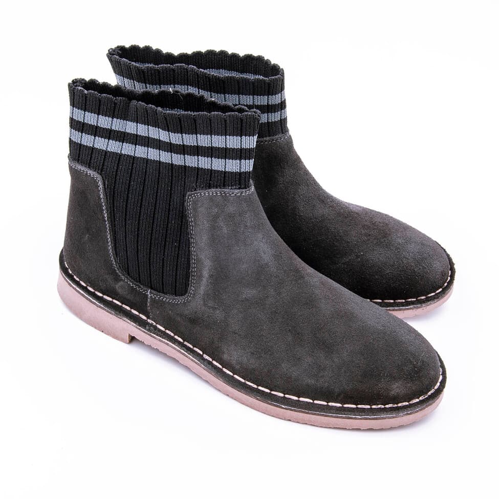 Bota en ante con cuello con elasticos y suela de invierno - Imagen 3