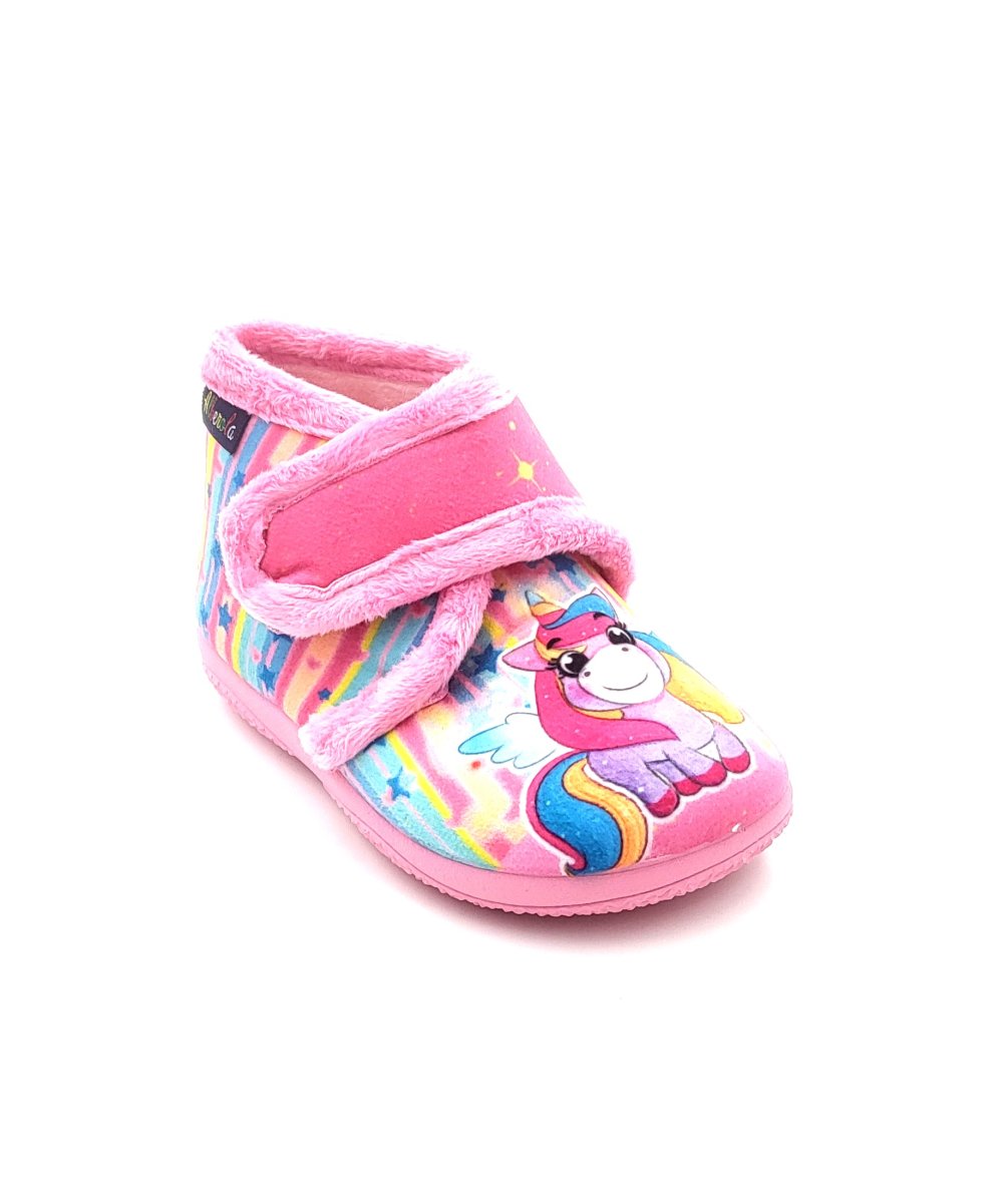 Botita de casa de velcro con suela antideslizante con dibujos de UNICORNIO Y ESTRELLAS - Imagen 3