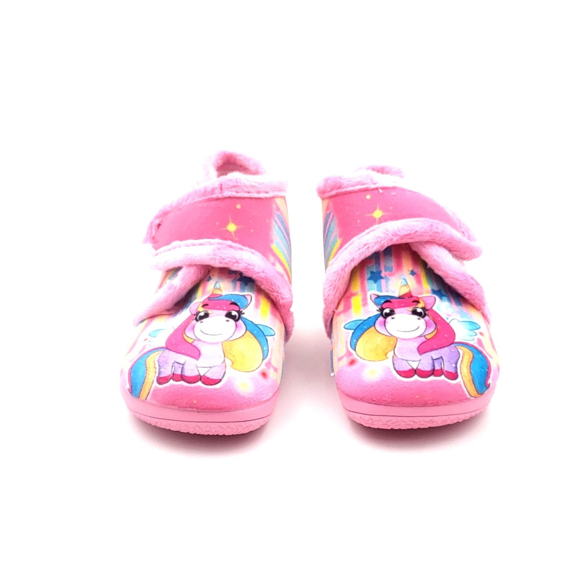 Botita de casa de velcro con suela antideslizante con dibujos de UNICORNIO Y ESTRELLAS - Imagen 2