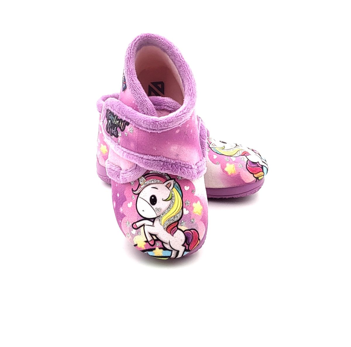 Botita para casa con cierre de velcro y suela antideslizante con unicornio con brillos - Imagen 4