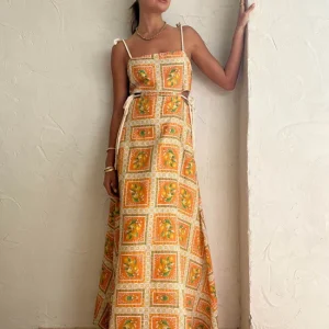 Vestido Antonieta™ Largo de Tonos Naranjas