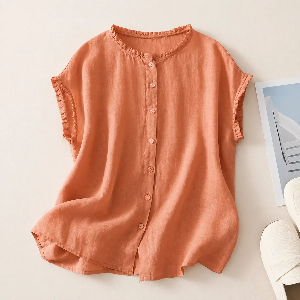 Ines - Blusa de Lino con Encaje para Mujer - Imagen 9