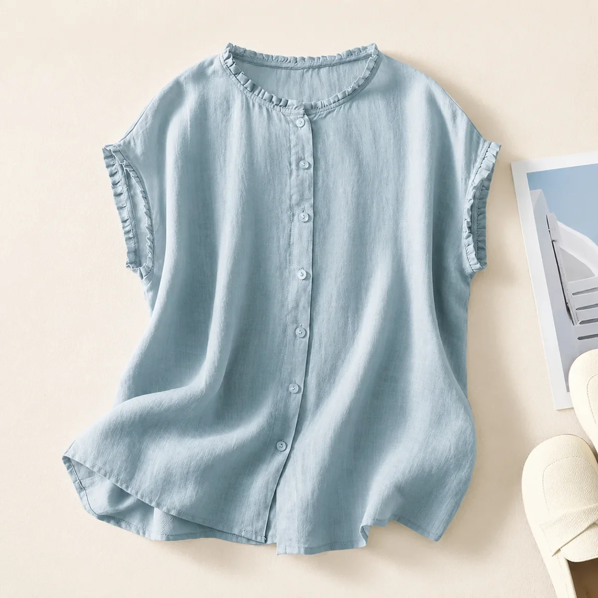 Ines - Blusa de Lino con Encaje para Mujer - Imagen 6