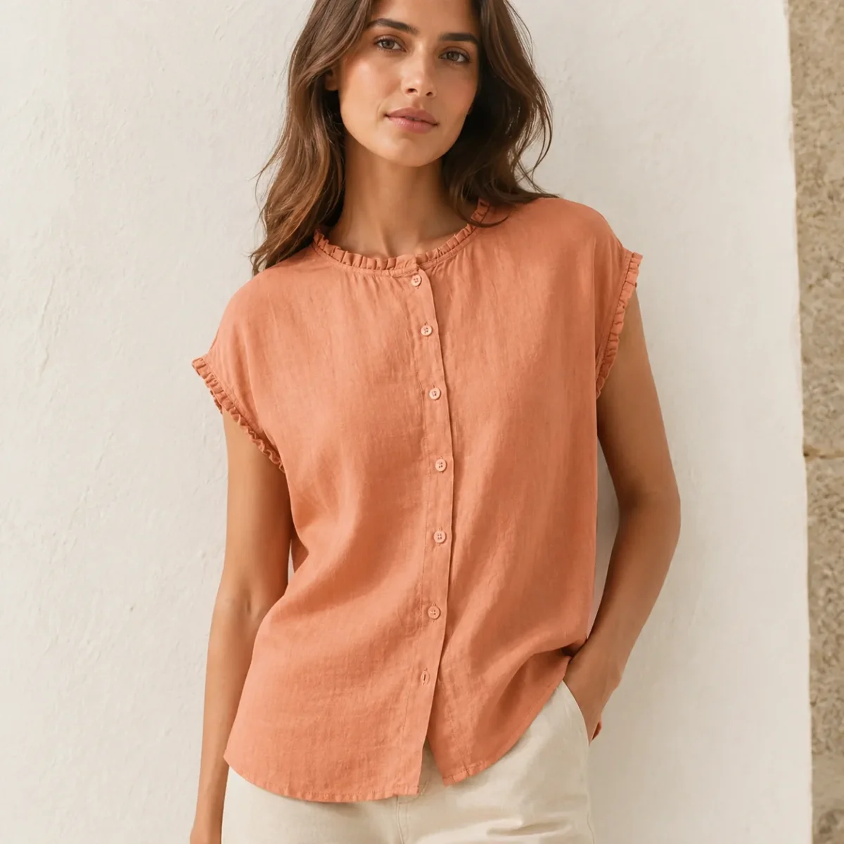 Ines - Blusa de Lino con Encaje para Mujer - Imagen 2