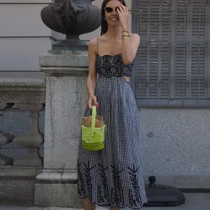 Marina ™ vestido estampado a cuadros