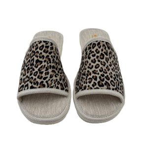 Zapatillas de casa abierta con estampado de leopardo