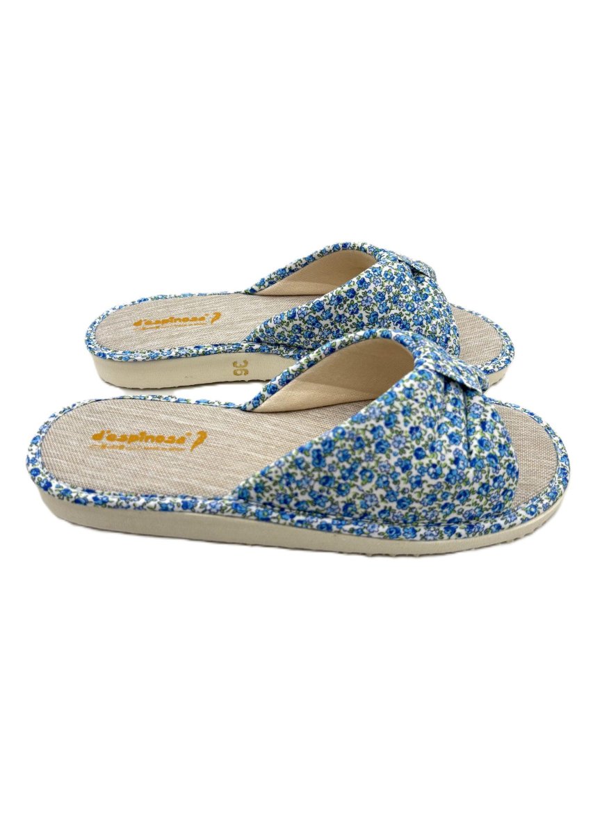 Zapatillas de casa abierta con estampado floral y lazo decorativo - Imagen 4