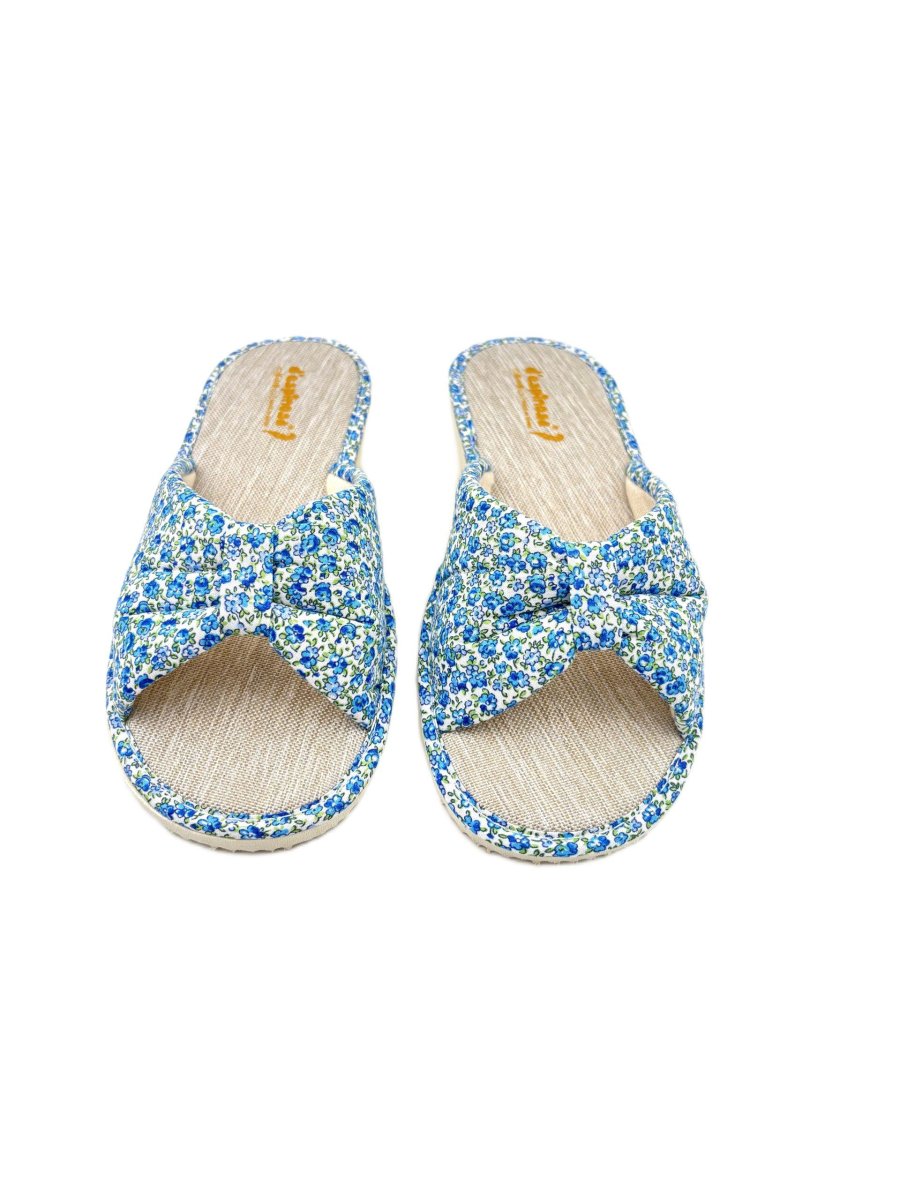 Zapatillas de casa abierta con estampado floral y lazo decorativo - Imagen 5