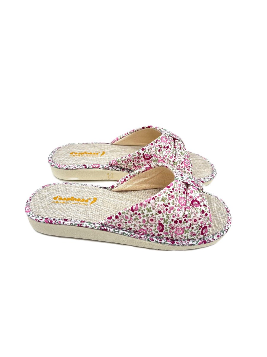 Zapatillas de casa abierta con estampado floral y lazo decorativo - Imagen 3