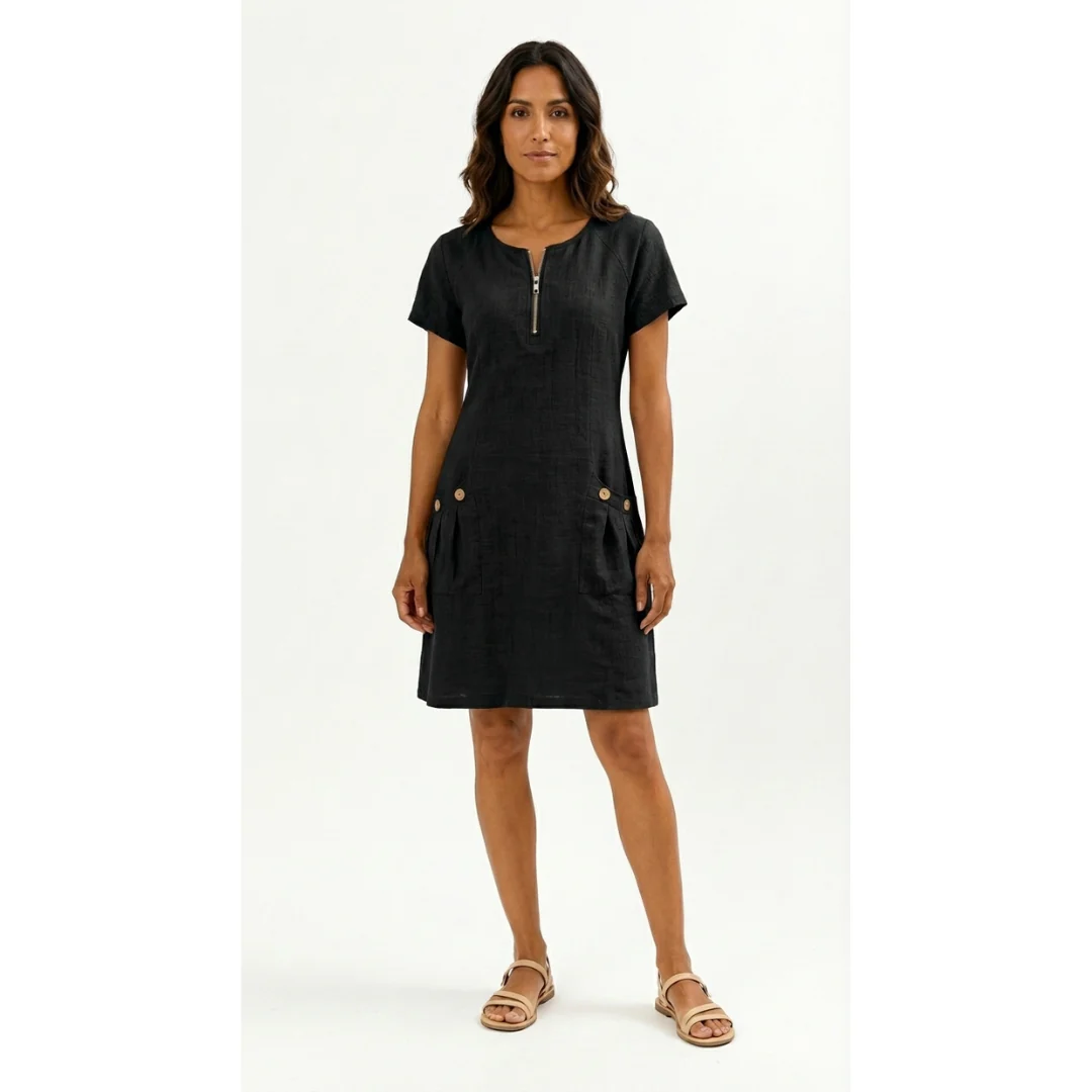 Lucía - Vestido de manga corta premium con cremallera para Mujer - Imagen 6