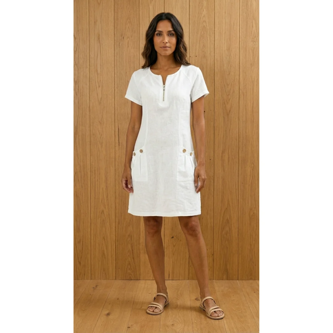 Lucía - Vestido de manga corta premium con cremallera para Mujer - Imagen 7