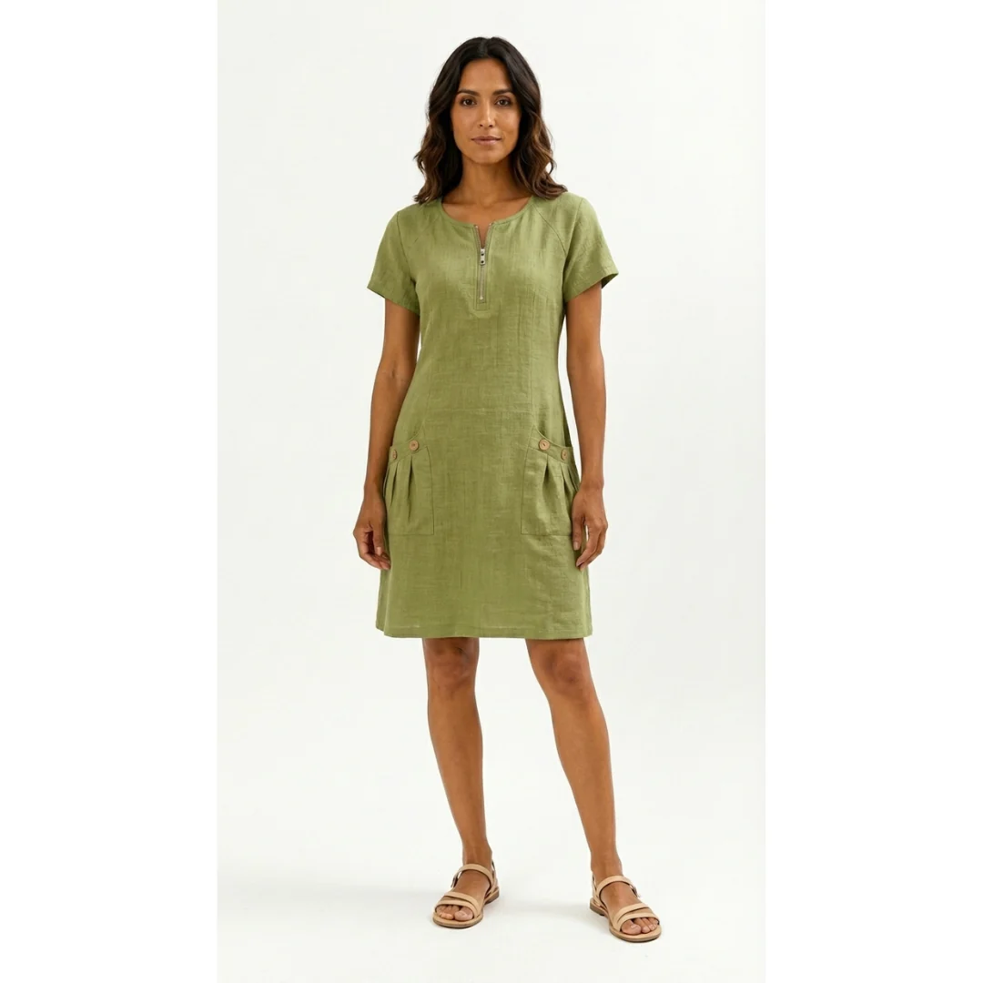 Lucía - Vestido de manga corta premium con cremallera para Mujer - Imagen 5